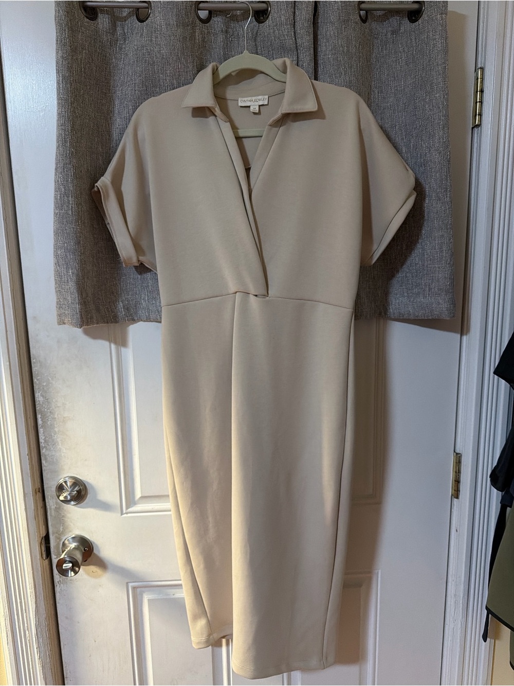 Cynthia Rowley Cream Collared Midi Dress